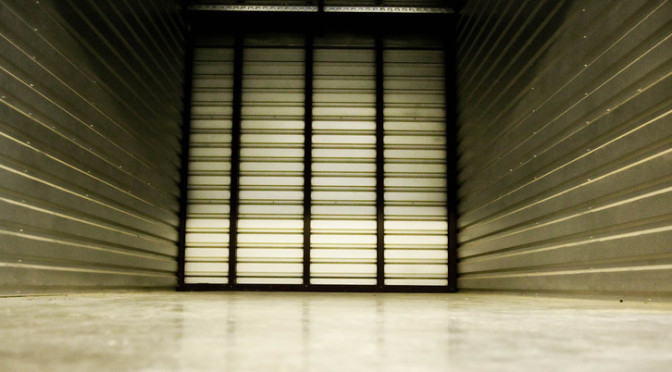 View inside a large, clean storage unit with no belongings