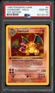 Primeira edição Charizard Pokemon Card, classificada profissionalmente pelo PSA